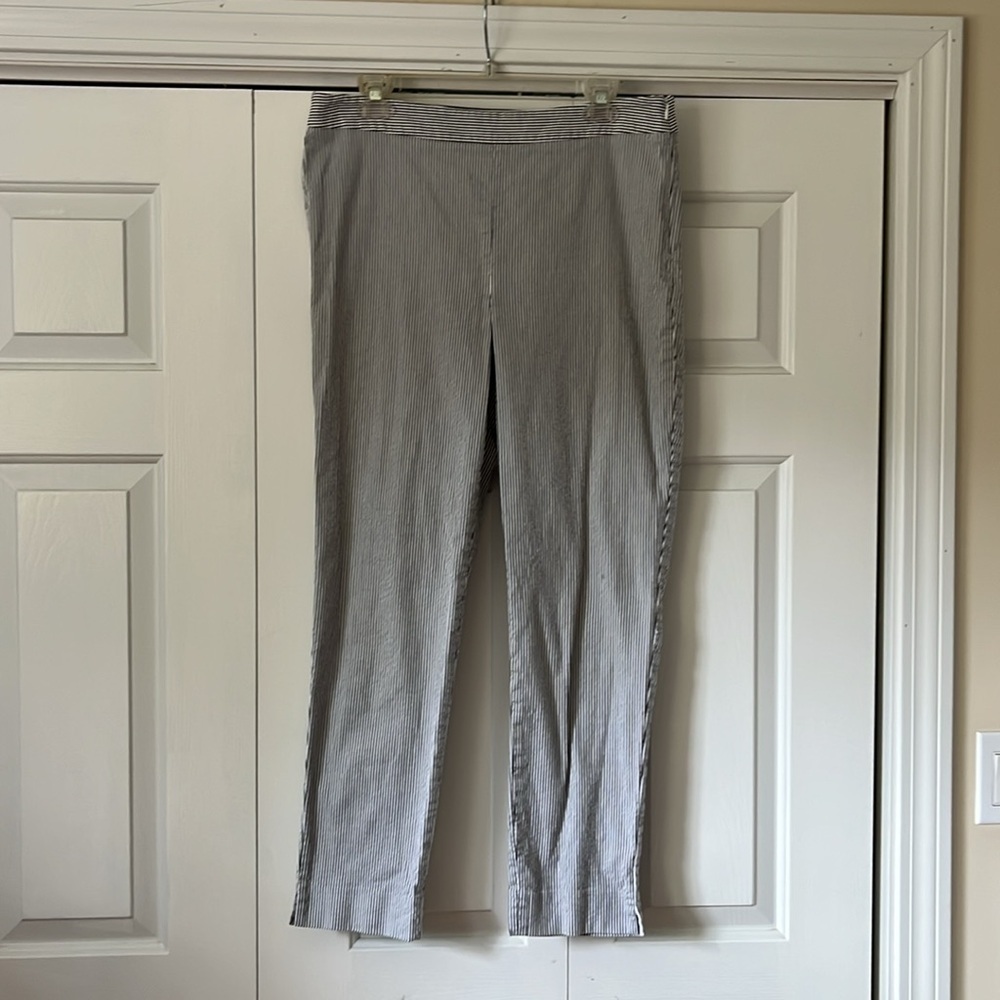 Talbots Chatham Seersucker Navy White Ankle Pants Sz 10 - Picture 7 of 10